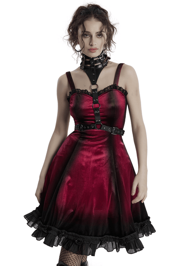 Women's Ombre Dress with Lace Details and Corset Back